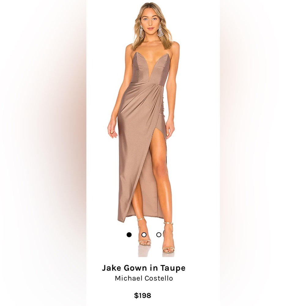 Michael Costello Jake Gown in Taupe